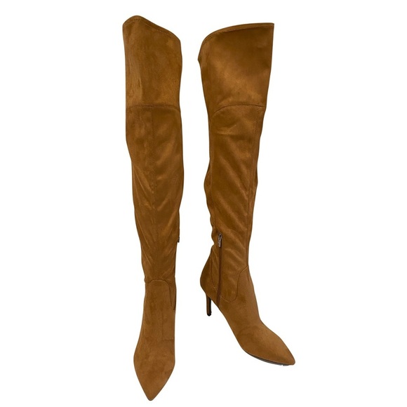 NWT — Marc Fisher Daneca Over-The-Knee Boot Pointed Toe Suede Cognac Size 10 - Picture 1 of 12